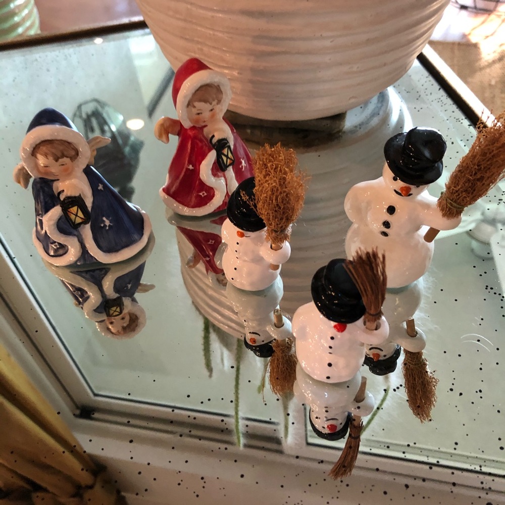 Goebel set of 3 porcelain snowman, 2 angels